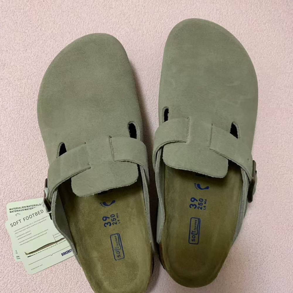Birkestock Gray Suede Slip-On Sandals Narrow